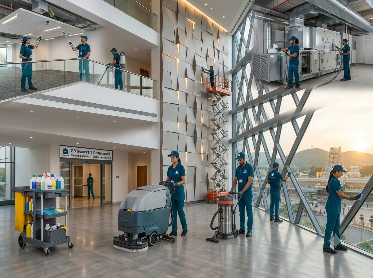 Commercial space being cleaned